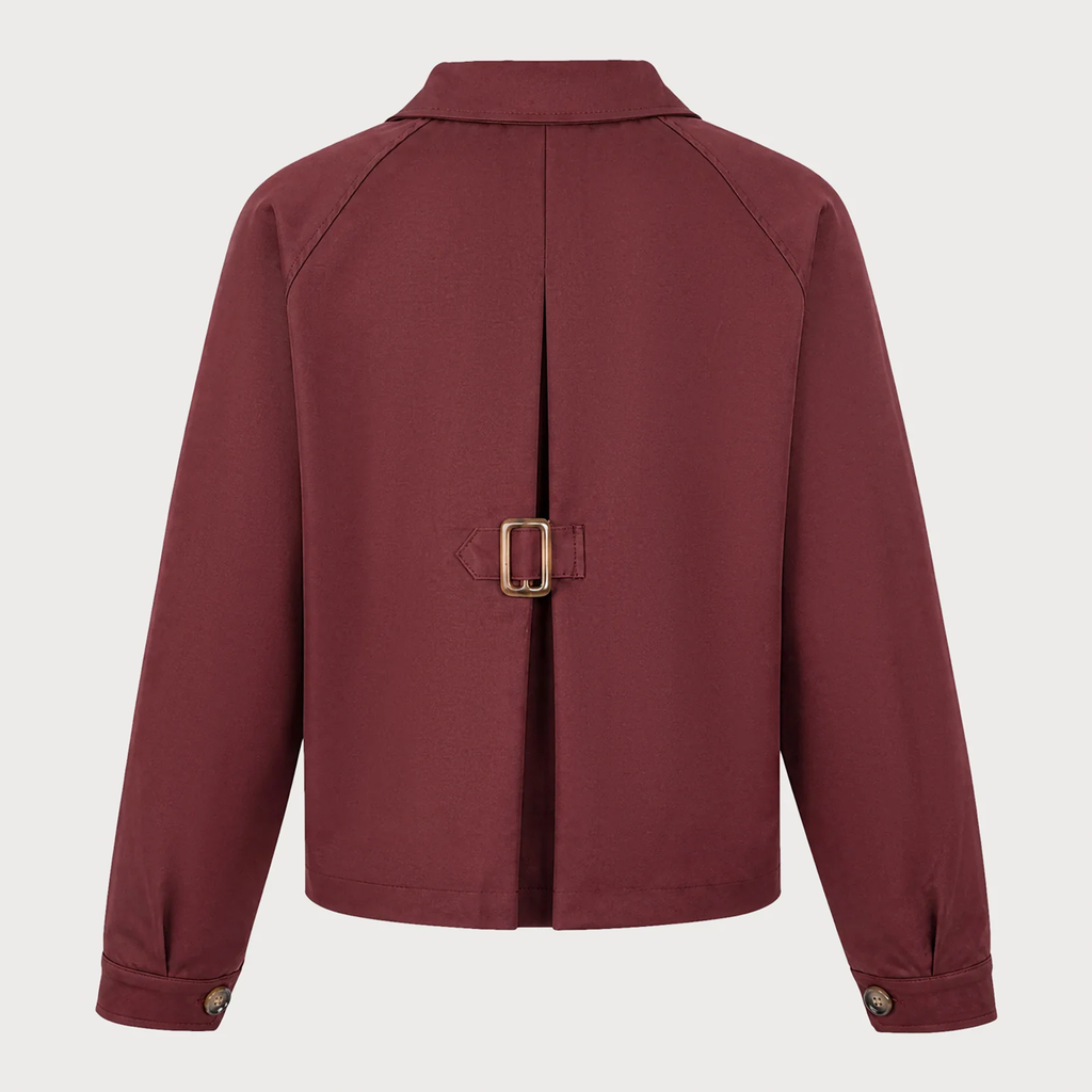 Red Solid Button Front Jacket With Pockets