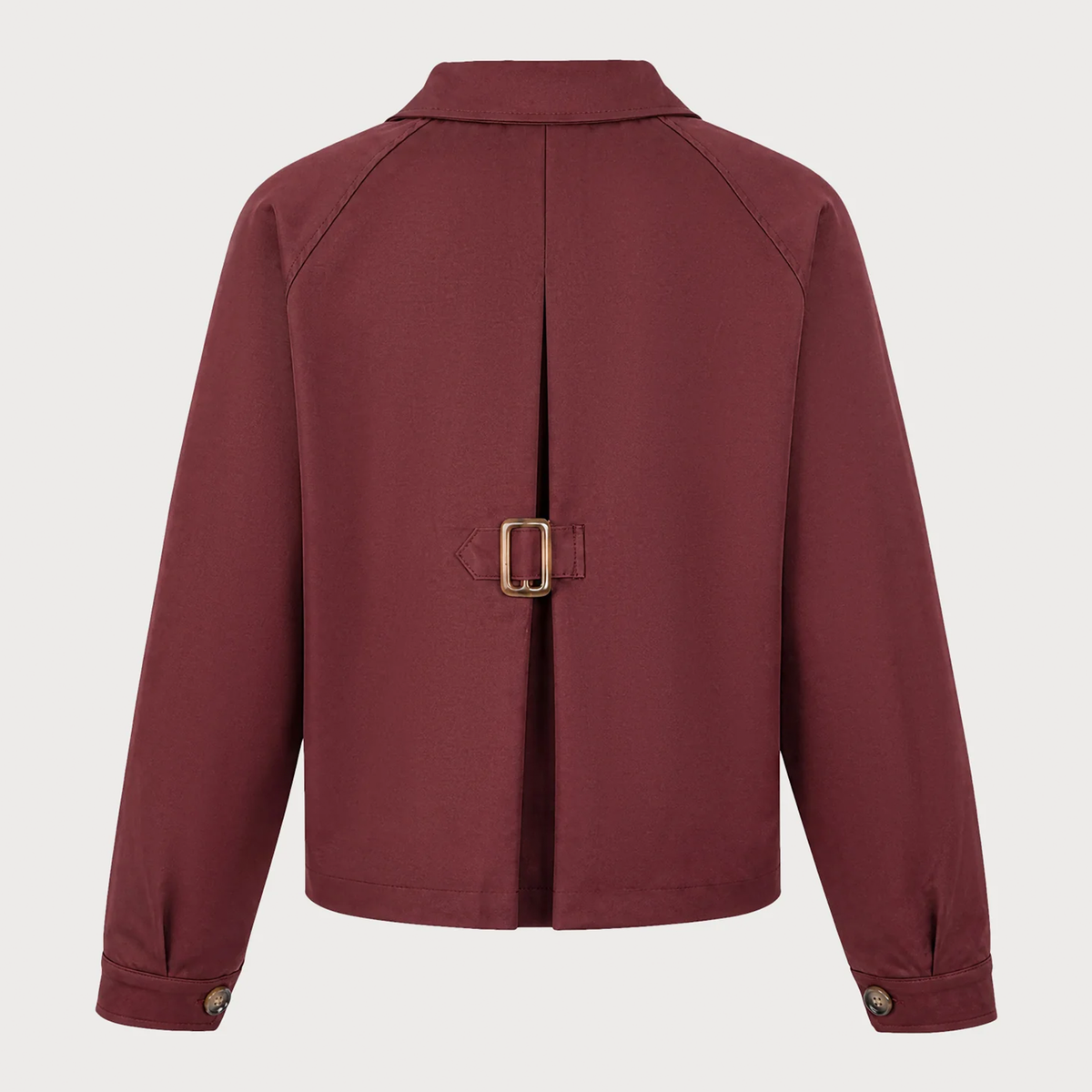 Red Solid Button Front Jacket With Pockets
