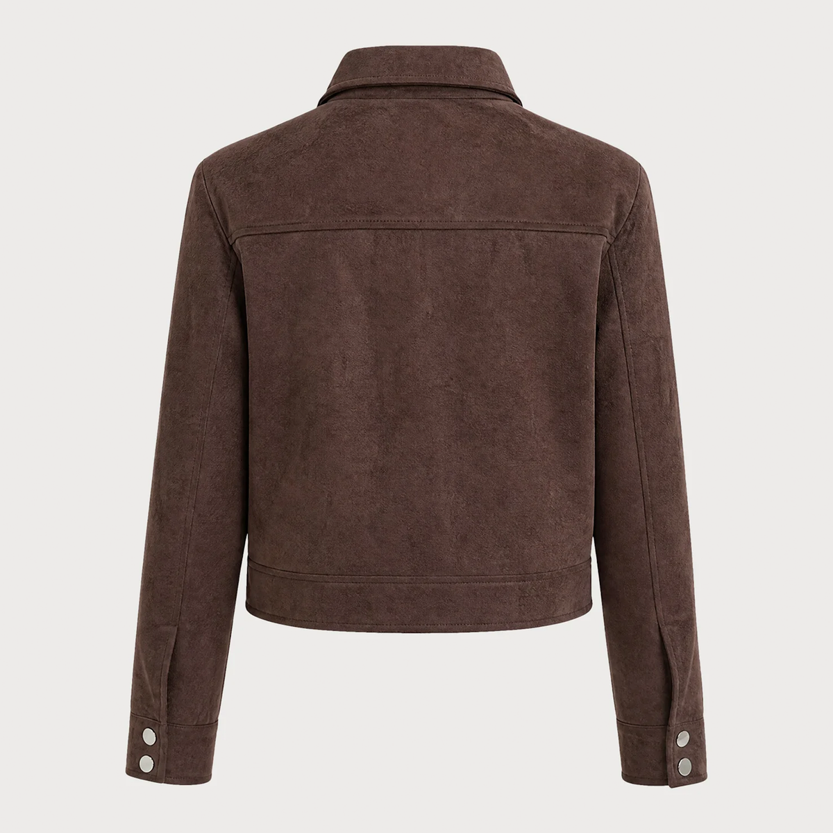 Coffee Solid Single Breasted Pocket Jacket
